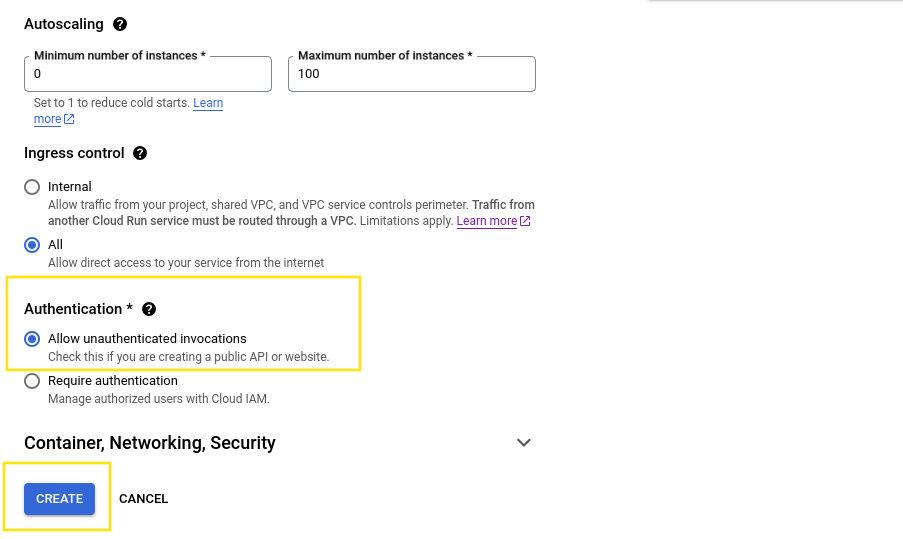 Cloud Run Service Configuration