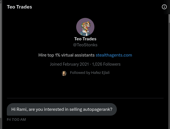 Teo Trades Initial DM